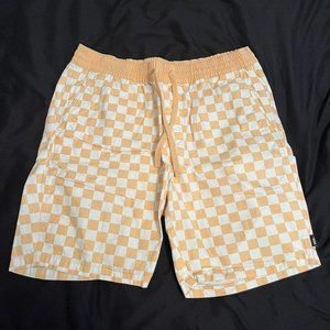 Vans Orange/White Checkered Casual Shorts Men's Medium